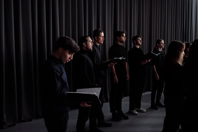 A male voice choir singing.