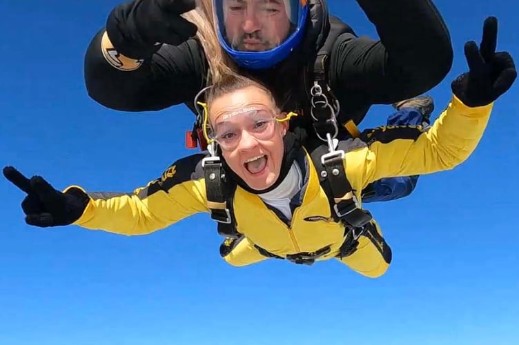 Community nurse, Bridget Skinner, skydived 15,000ft to raise money for Brain Tumour Research.