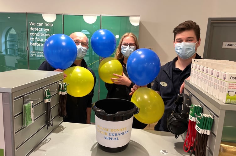 Midsomer Norton Specsavers have been raising money for the Ukrainian humanitarian aid.