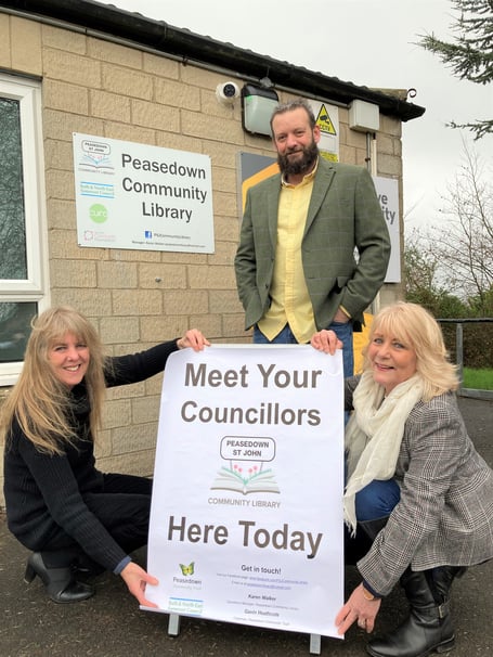 Peasedown St John Councillors outside Peasedown Community Library. 