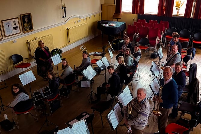 Midsomer Norton Community Band practicing after a two year break. 
