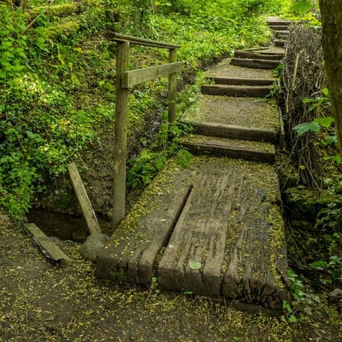 Damage to the bridge caused by vandals. 