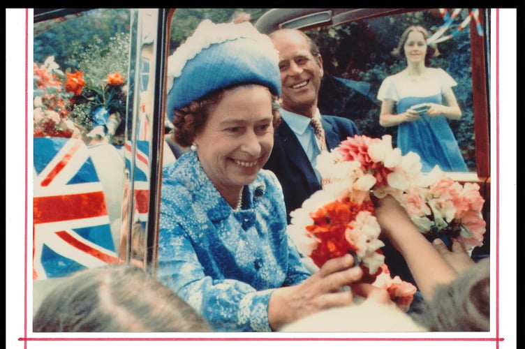 Queen Elizabeth and Prince Phillip captured in Midsomer Norton on their way bath to London.