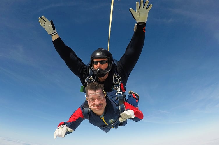 Mark Pike’s dreams came true when Bluebird Care, Mendip, helped him to go skydiving. 