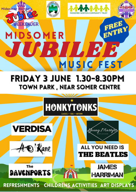 Midsomer Norton Community Trust and Midsomer Norton Town Council are hosting a musical festival to celebrate the Queen’s Platinum Jubilee.