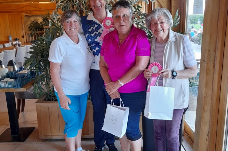 Ladies Captain's away day: Allison Rumming, Ladies Captain with team winners, Louise Scott, Anita Butcher and Mary Ainsworth.