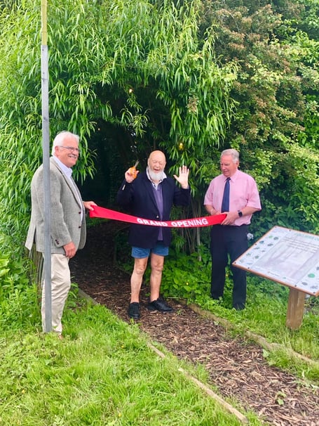 Above: Michael Eavis joined ex-miners in the  unveling of ‘Colliers Copse’ nature reserve. 