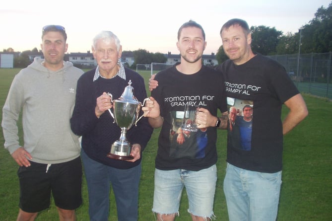 President Chris Fear with Supporters Player of the Year Callum Taylor and managers Ben Hancock (left) and Ben Ward