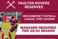 Paulton Rovers FC Reserves in search of new manager