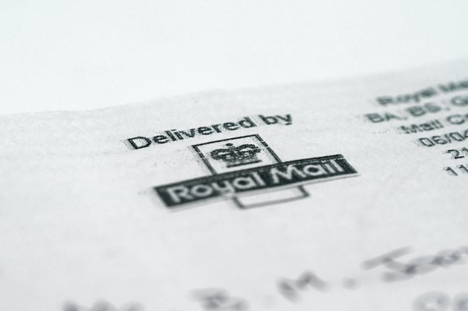 A photo of a letter stamped by Royal Mail.