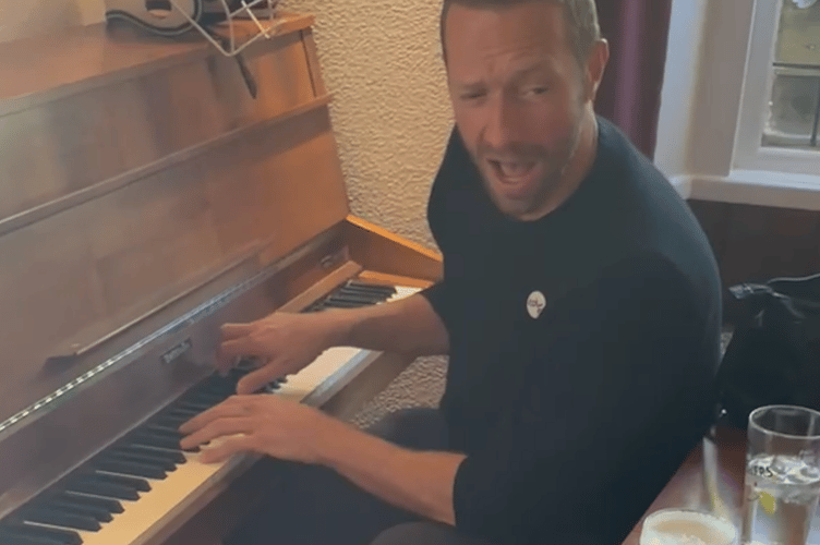 Chris Martin made a surprise appearance in a pub in Hinton Charterhouse on Sunday. 