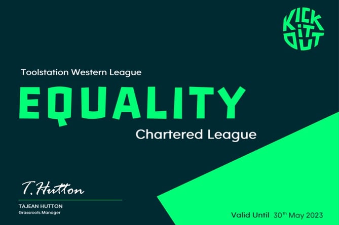 Toolstation Western League Sign Up to Kick It Out Equality Charter.