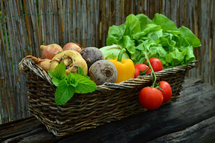 Vegetables in a basket.