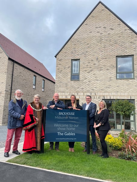 Steve Russell; Ian Jones; Emily Adams; Mayor of Midsomer Norton, Cllr Lynda Robertson, Richard Robertson and Laura Mellor.
