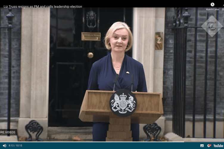 Liz Truss has resigned as Prime Minister.