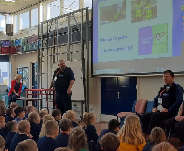 local police give knife crime presentation to Paulton Junior School