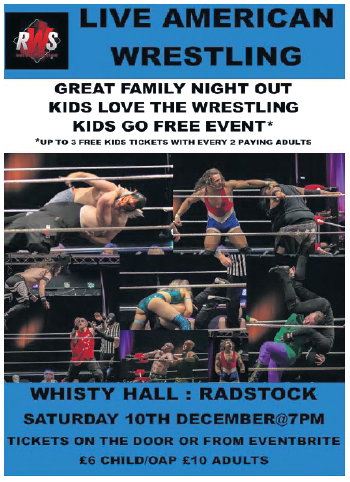 Visit Whisty Hall, Radstock, this Saturday (10th December) for Live American Wrestling.