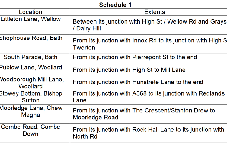 banes road closures 2023