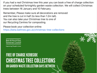 B&NES Council encourage responsible disposal of Christmas trees