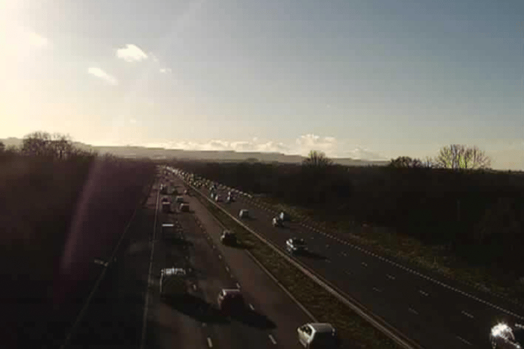 Heavy traffic on the M5 on Monday