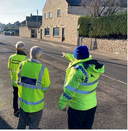 PCSO Rob Hendra with Paulton and Camerton Community Speed Watch teams.