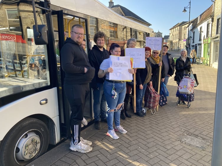 The 82 bus. Bus users protest amid cuts.