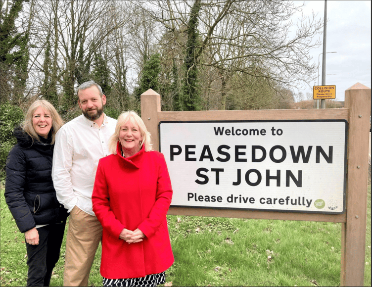 Cllr Karen Walker (right), Gavin Heathcote (centre) and Cllr Sarah Bevan (left) have secured over £250,000 for Peasedown St John.