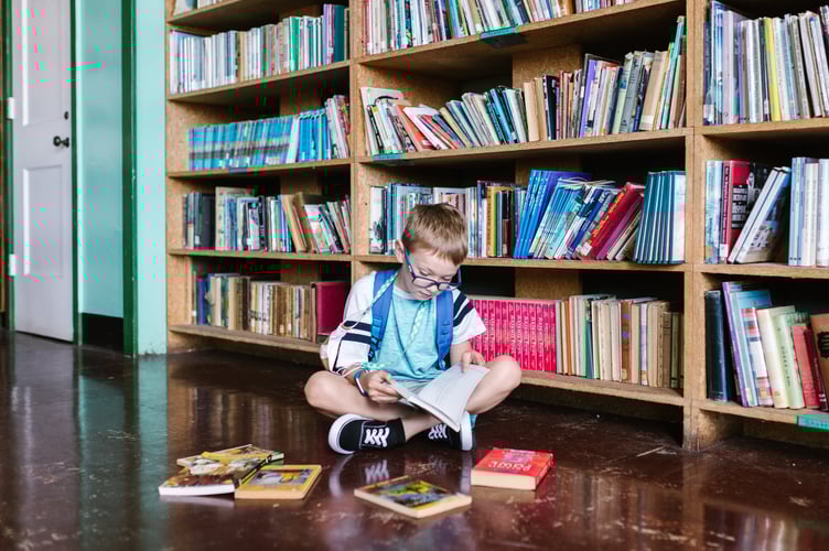 Child reading books
