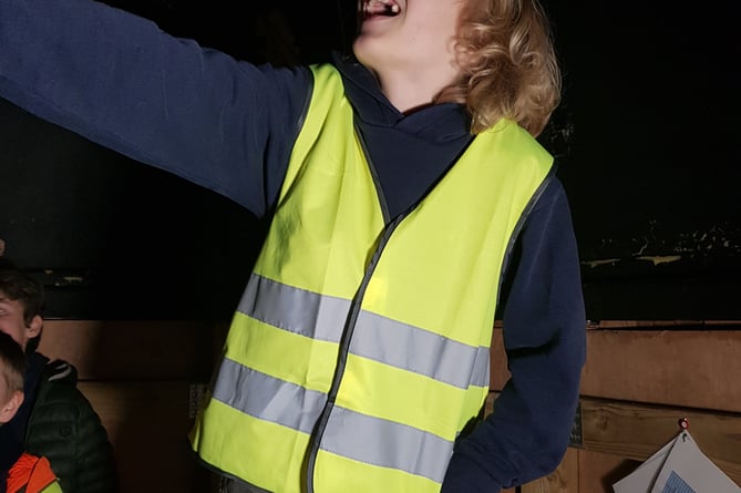 Ubley Primary School student observing the stars. 