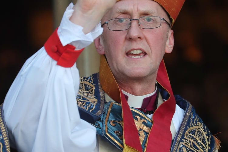 Bishop Michael blessing  the diocese at installation.