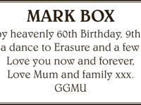 Remembering Mark Box on his 60th birthday
