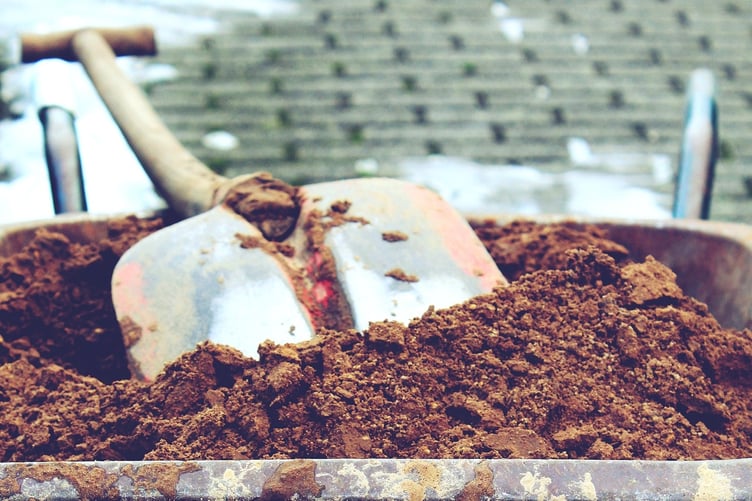 shovel construction work stock