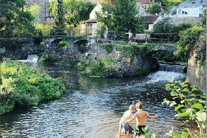 A popular spot for wild swimming  in Pensford on the River Chew.