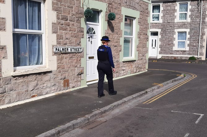 Officers on foot patrols encouraging Safer Streets in North Somerset