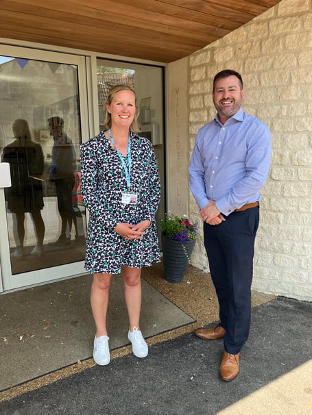 Councillor Kevin Guy with Katy Lunn, Village Agent for Batheaston, Bathford and Bathampton at Batheaston Village Hall