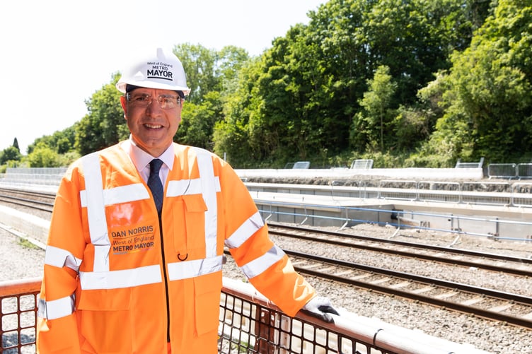 West of England Metro Mayor Dan Norris visits Ashley Down Railway station site to see the progress. June 2023.