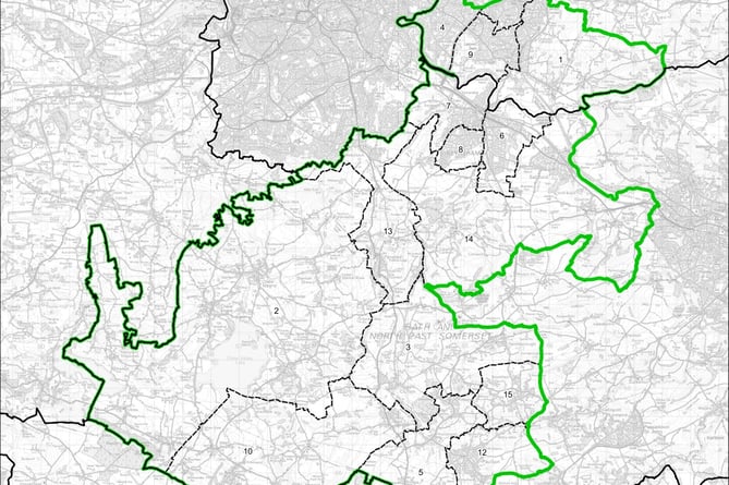 The new boundaries for the North East Somerset and Hanham constituency .