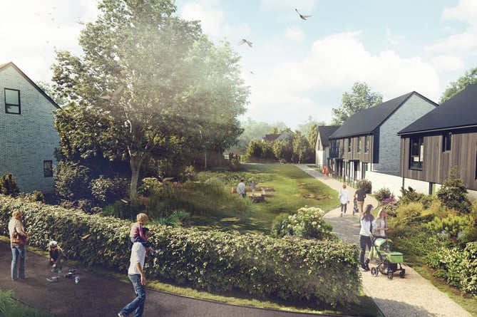 Artist's impression Of 74 Homes On Packsaddle Way In Frome.