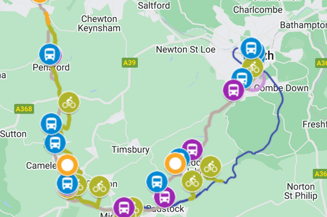 Interactive Map on Somer Valley public transport consultation.