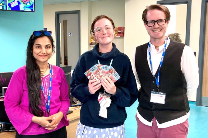 B&NES Faith Foundation Director Nathan Hartley (right) and B&NES Faith Foundation Project Manager Neera Haria (left) with Jo Young (centre) – teacher at Norton Hill Primary School, Midsomer Norton.