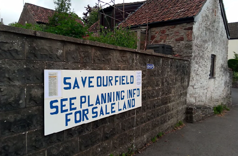 Winford Community Orchard Action Group have put up signage about their plans opposite the site.