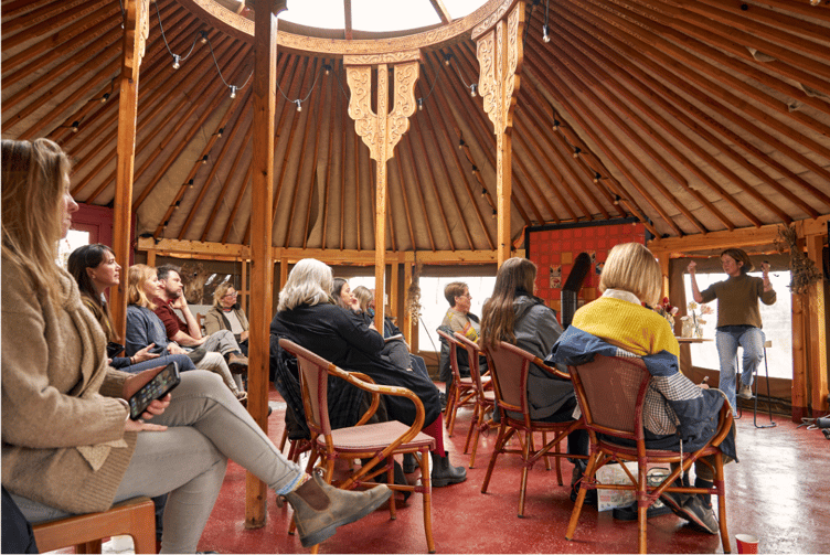 All sessions will be hosted in the meadow yurt.