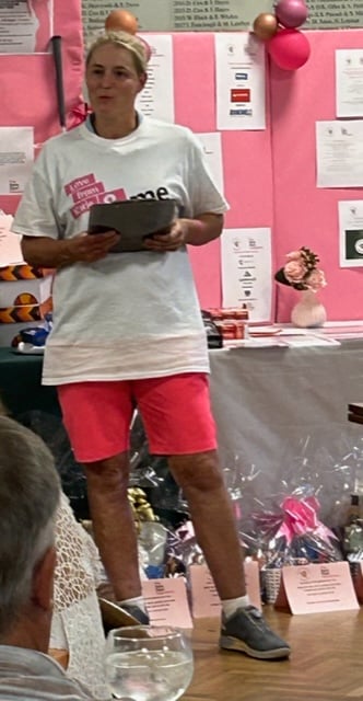 Mendip Ladies Captain Aimee Sawyer speaking at her Charity Day event.