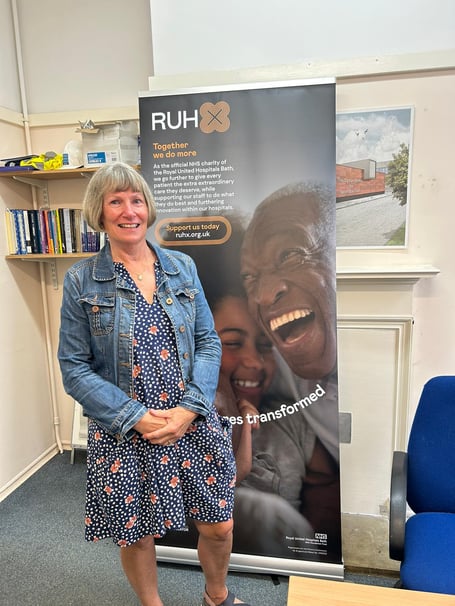 Photograph of RUH Bath’s first robotics surgery patient Suzanne