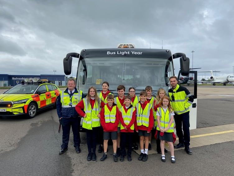 Winford Primary School pupils visited Bristol Airport to rename their electric buses.
