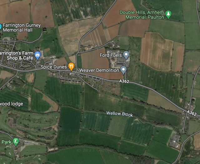 A362 flooded between Midsomer Norton and Farrington Gurney