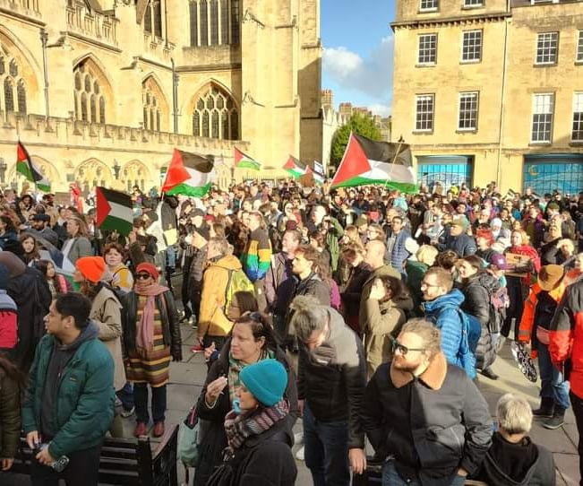 Hundreds lined the streets of Bath to protest the war in Gaza.
