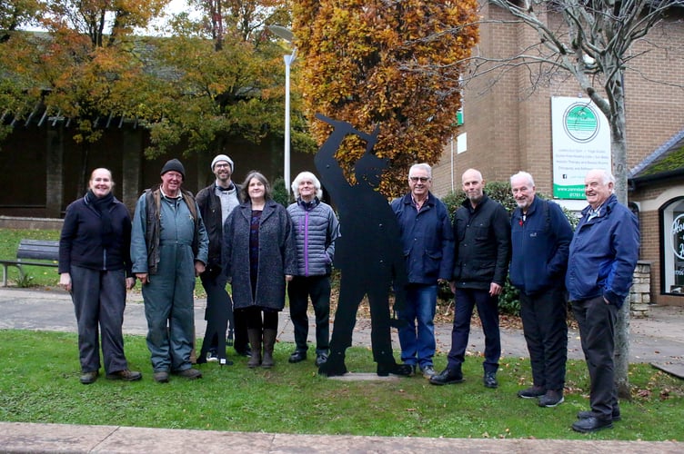 Kate and Dave Speed (left) with Councillor De-Pugh, Midsomer Norton Town Councillor Administrator Jo Corbett, Selwyn Rees, Bryn Hawkins, Councillor Thatcher, Mo