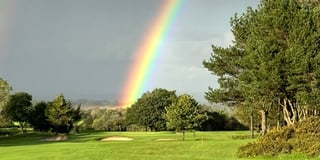 Rainbow lights up Mendip Golf Course on unrelenting day of rain