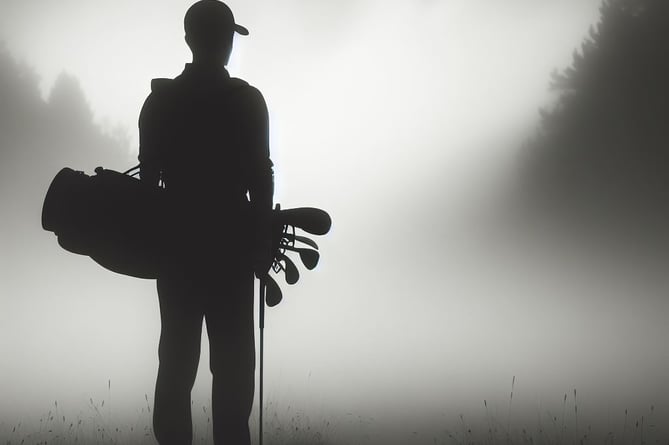 AI image of golfer in thick fog